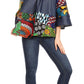 Sakkas Desta Off-shoulder Tent Top Blouse on Chambray and Wax African Ankara Print