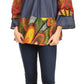 Sakkas Desta Off-shoulder Tent Top Blouse on Chambray and Wax African Ankara Print