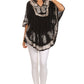 Sakkas  Amori V-Neck Embroidery Poncho Top / Cover Up