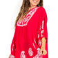 Sakkas  Amori V-Neck Embroidery Poncho Top / Cover Up