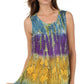 Sakkas Ombre Floral Tie Dye Flared Hem Sleeveless Rayon Tunic Blouse