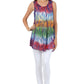 Sakkas Ombre Floral Tie Dye Flared Hem Sleeveless Rayon Tunic Blouse