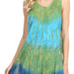 Sakkas Ombre Floral Tie Dye Flared Hem Sleeveless Rayon Tunic Blouse
