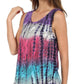 Sakkas Ombre Floral Tie Dye Flared Hem Sleeveless Rayon Tunic Blouse