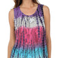 Sakkas Ombre Floral Tie Dye Flared Hem Sleeveless Rayon Tunic Blouse