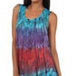 Sakkas Ombre Floral Tie Dye Flared Hem Sleeveless Rayon Tunic Blouse
