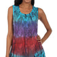 Sakkas Ombre Floral Tie Dye Flared Hem Sleeveless Rayon Tunic Blouse