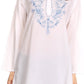 Sakkas Ariana Long Sleeve Button Up Blouse with Floral Embroidery