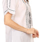 Sakkas Lena Cross Stitch Embroidered Short Sleeve  Casual Top Blouse