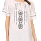 Sakkas Lena Cross Stitch Embroidered Short Sleeve  Casual Top Blouse