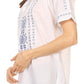 Sakkas Lena Cross Stitch Embroidered Short Sleeve  Casual Top Blouse
