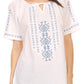Sakkas Lena Cross Stitch Embroidered Short Sleeve  Casual Top Blouse