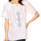 Sakkas Lena Cross Stitch Embroidered Short Sleeve  Casual Top Blouse