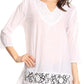 Sakkas Elisa V-Neck Elbow Sleeve Crochet Lace Tunic