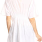 Sakkas Octavia Smocked Dolman Sleeve Fringe Blouse with Split Neck and Embroidery