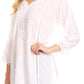 Sakkas Cordelia 3/4 Sleeve Crochet Lace Split Neck Top with Waist Tie