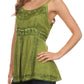 Sakkas Stonewashed Rayon Flared Hem Sleeveless Blouse
