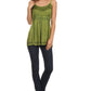 Sakkas Stonewashed Rayon Flared Hem Sleeveless Blouse