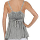 Sakkas Stonewashed Rayon Flared Hem Sleeveless Blouse