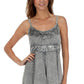Sakkas Stonewashed Rayon Flared Hem Sleeveless Blouse