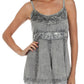 Sakkas Stonewashed Rayon Flared Hem Sleeveless Blouse