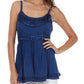 Sakkas Stonewashed Rayon Flared Hem Sleeveless Blouse
