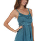 Sakkas Stonewashed Rayon Flared Hem Sleeveless Blouse