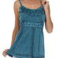 Sakkas Stonewashed Rayon Flared Hem Sleeveless Blouse