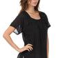 Sakkas Square Neck Button Detail Semi-Sheer Gauzy Cotton Blouse