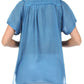 Sakkas Square Neck Button Detail Semi-Sheer Gauzy Cotton Blouse