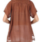 Sakkas Square Neck Button Detail Semi-Sheer Gauzy Cotton Blouse