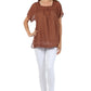 Sakkas Square Neck Button Detail Semi-Sheer Gauzy Cotton Blouse