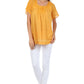Sakkas Square Neck Button Detail Semi-Sheer Gauzy Cotton Blouse
