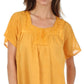 Sakkas Square Neck Button Detail Semi-Sheer Gauzy Cotton Blouse