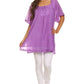 Sakkas Square Neck Button Detail Semi-Sheer Gauzy Cotton Blouse
