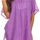 Sakkas Square Neck Button Detail Semi-Sheer Gauzy Cotton Blouse