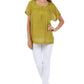 Sakkas Square Neck Button Detail Semi-Sheer Gauzy Cotton Blouse