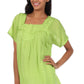 Sakkas Square Neck Button Detail Semi-Sheer Gauzy Cotton Blouse