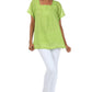 Sakkas Square Neck Button Detail Semi-Sheer Gauzy Cotton Blouse