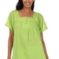 Sakkas Square Neck Button Detail Semi-Sheer Gauzy Cotton Blouse