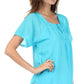 Sakkas Square Neck Button Detail Semi-Sheer Gauzy Cotton Blouse