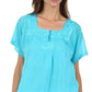 Sakkas Square Neck Button Detail Semi-Sheer Gauzy Cotton Blouse