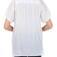 Sakkas Square Neck Button Detail Semi-Sheer Gauzy Cotton Blouse
