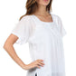 Sakkas Square Neck Button Detail Semi-Sheer Gauzy Cotton Blouse