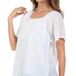 Sakkas Square Neck Button Detail Semi-Sheer Gauzy Cotton Blouse