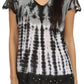 Sakkas Violet Embroidery Tie Dye Sequin Accents Blouse / Top
