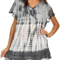 Sakkas Violet Embroidery Tie Dye Sequin Accents Blouse / Top