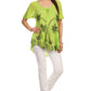 Sakkas Albina Island Relaxed Fit Embroidery Cap Sleeves Blouse / Top