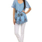 Sakkas Albina Island Relaxed Fit Embroidery Cap Sleeves Blouse / Top