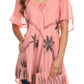 Sakkas Albina Island Relaxed Fit Embroidery Cap Sleeves Blouse / Top